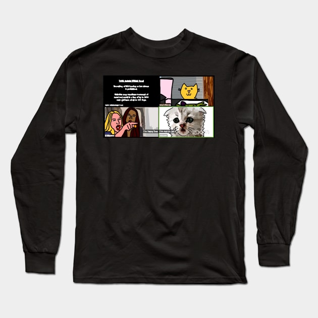 Cat Lawyer on Zoom Call with Woman Yelling at a Cat Memes Long Sleeve T-Shirt by ellenhenryart